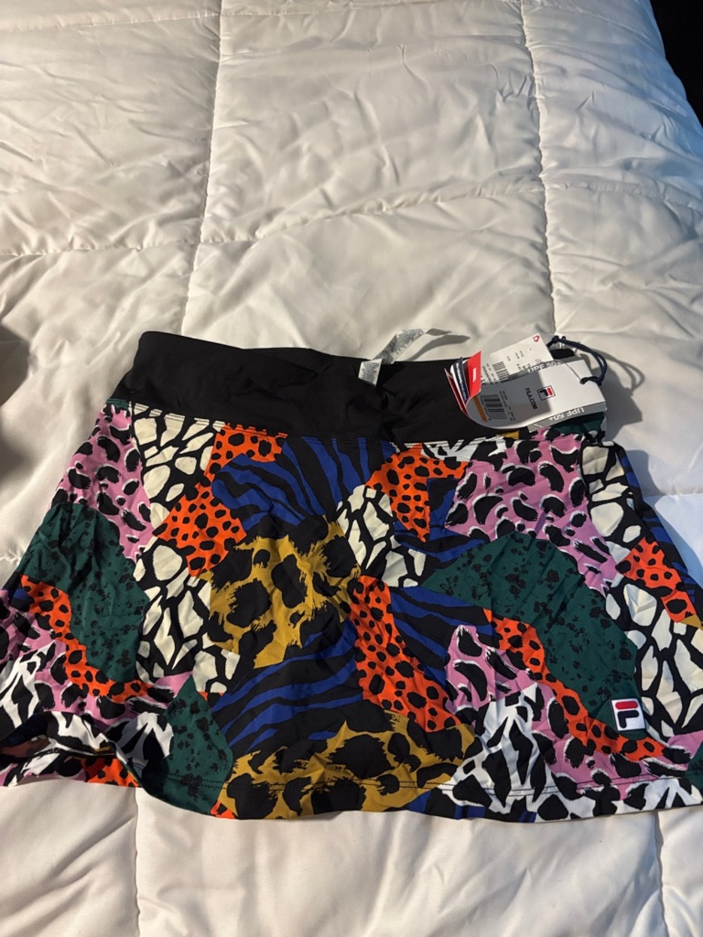 FILA Black Waist Multicolor Animal Print Athletic Skort